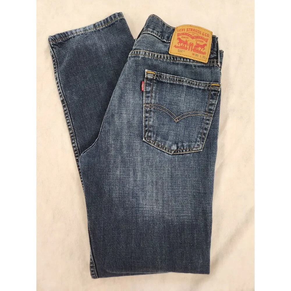 Levis 514 Mens Jeans 30x28 (marked 30x30) Medium Wash Straight Leg Classic Denim